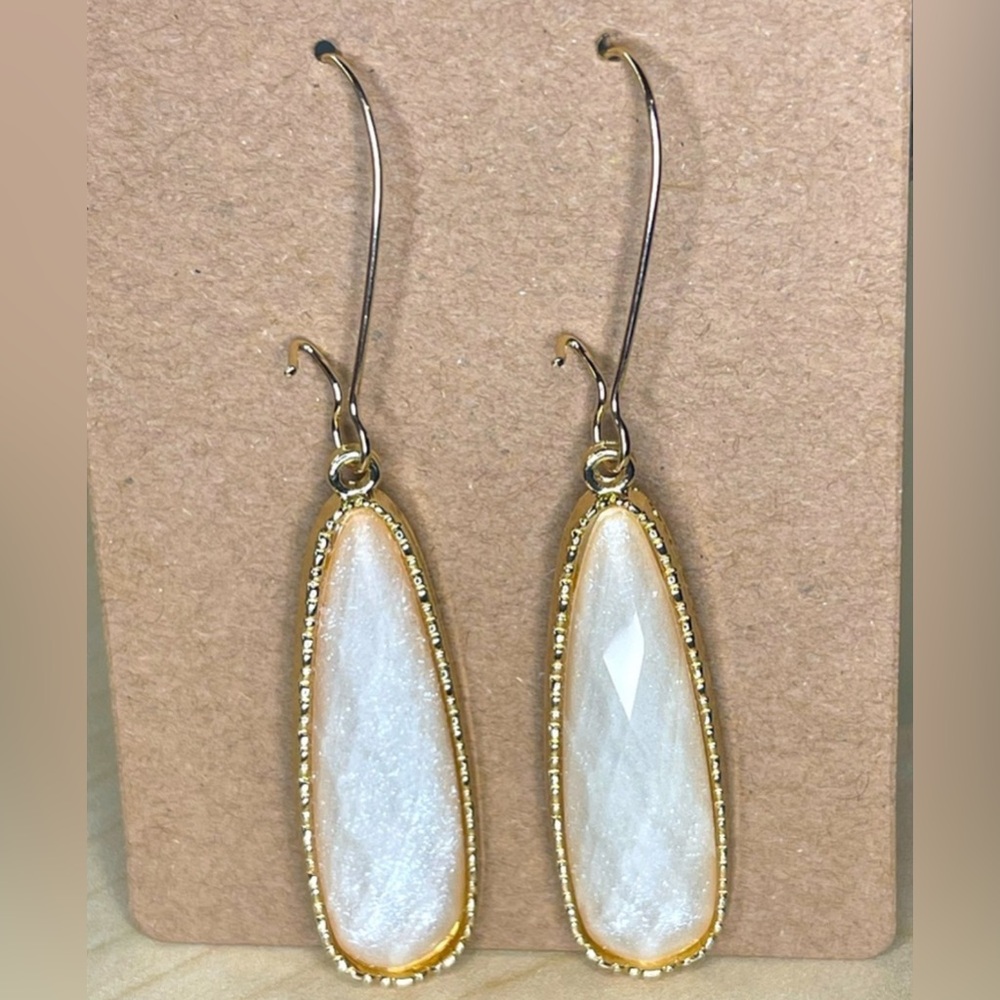 Elegant Gold and White Drop Earrings